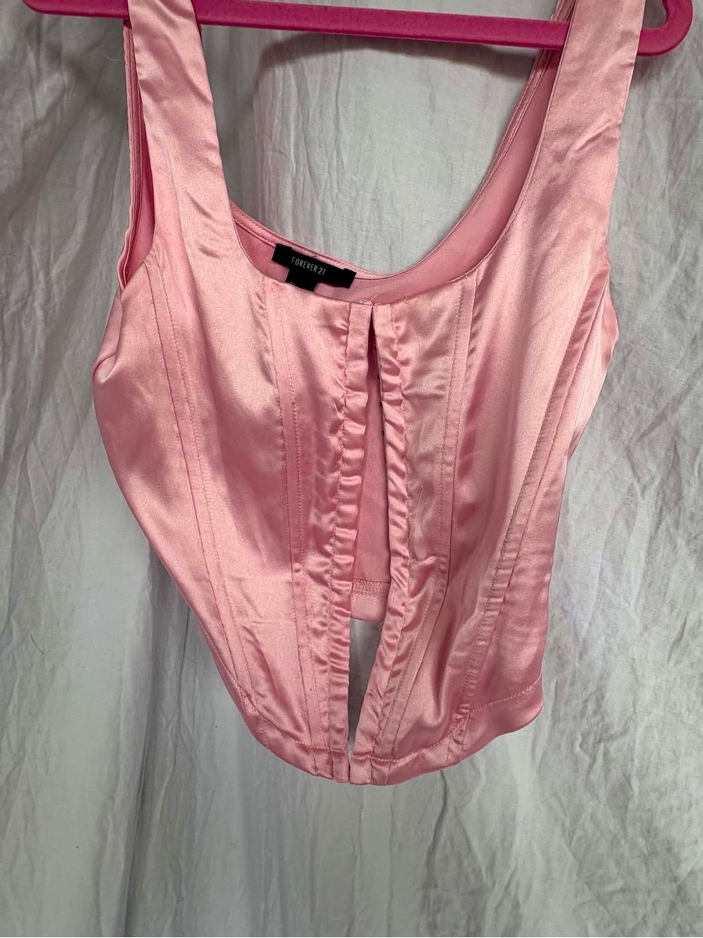Forever 21 Light Pink Satin Corset-Style Tank